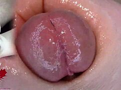 omg, super close-up glans play with dilator... so intense!