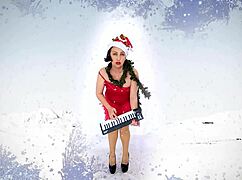 Adorable 18+ Helper of Santa in Kinky Christmas Lingerie and Stockings
