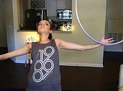 Beautiful Brunette Amateur Hoop Dancer Shaking Her Tits In High Definition Homemade Video