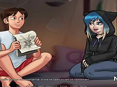 Teen 18+ and milf strip in game creampie