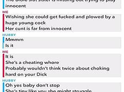 She sends nude pics and dirty secrets to her husband on webcam.