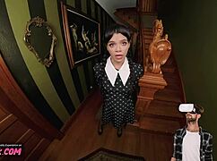 Harley Haze as Horny Wednesday Addams in VR Hardcore Fuck with Cock and Lingerie