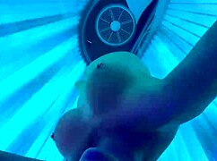 Hey, check out this hot babe playing with pierced nipples in a sauna studio