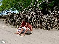 I fucked a sexy Brazilian redhead on the beach, her wet pussy riding me