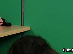 Foxy Babe Receives Jizz Load On Face And Gulps Semen