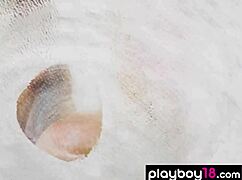 Glamorous all natural blonde canadian muse katie jean teasing in the shower