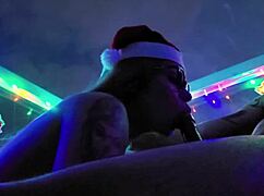 Sexy Christmas Cumshot Gift: Sloppy Blowjob with Tattoo and Ass, Deepthroat Masturbation Leading to Cumshot