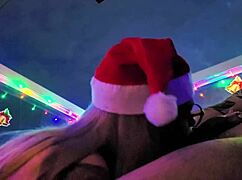 Sexy Christmas Cumshot Gift: Sloppy Blowjob with Tattoo and Ass, Deepthroat Masturbation Leading to Cumshot