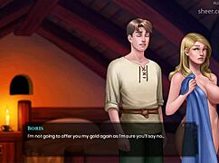 Wal 23, the blonde with huge boobs, sticks a small wooden dildo into her shaved pussy.