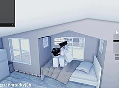 Intensely fucking my hot friend in missionary position for a creampie in Roblox