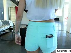 Stepdaughter catches her mom masturbating and dives into her pussy with licks and kisses.