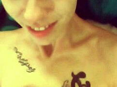 she makes him cum all over her face with toys and handjob