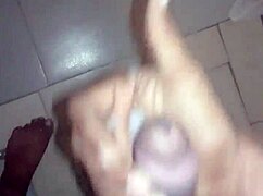 Rico masturbating secretly in the bathroom with a monster cock