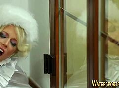 Spunked bitches get pissed on in group fetish