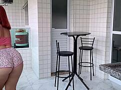 I hired this naughty maid who shakes her huge ass in short