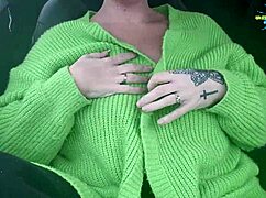 Blonde Milf Flashes Tits In Public Car