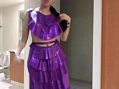 Hey, check this gorgeous shemale striptease with a monster cock solo!