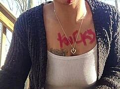 Ebony babe doesn't care about messy outdoor fucking.