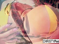 I'm Christy Mack, hot in the shower, masturbating my big tits and pussy