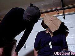 and bound teen, you taking this huge cock or what, huh, all the way down?