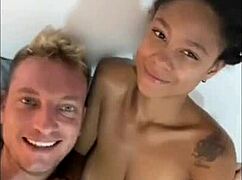 skinny ebony teen gets intimate with big partner