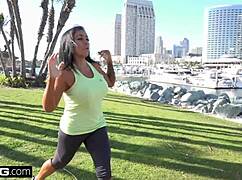 Is milf simone garza's pussy ready for that outdoor workout?