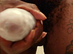 hallelujah johnson masturbating sex toy with big black monster cock cumshot close up