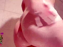 young girl bathes and shows off in shower