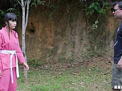 jack kallahari and lina nakamura feel intense passion in karate kibe behind scenes