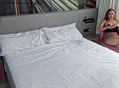 Sophia Locke, the busty milf, teases with striptease and masturbation