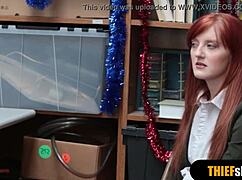 cute redhead teen shoplifter gets roughly fucked in the store 😈