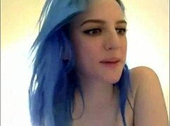 Blue Haired 18Yo With Huge Breasts On Webcam!