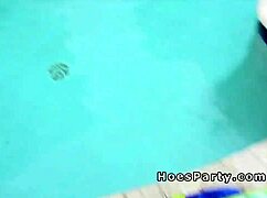Sexy Girlfriend Fucked At Foursome Pool Party!
