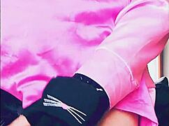 Veronica feels so lonely as she plays with her dildo in crossdressing attire at home.