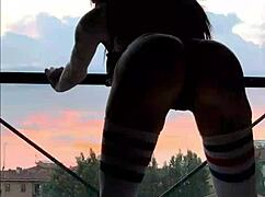 dancing at the window in heels big tits lingerie fishnets anal fisting first time