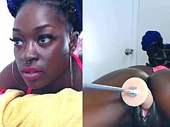 ebony cam girl squirts during solo masturbation