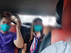 I licked her pussy deep in the car scandal with the driver.