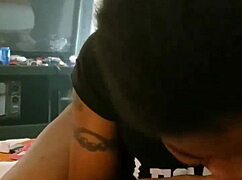 This ebony amateur is sucking like a pro in her first video.