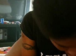 This ebony amateur is sucking like a pro in her first video.