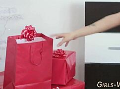 Two blonde beauties engage in licking and fingering