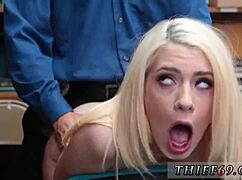 Blonde Teen in Uniform Attempts Striptease