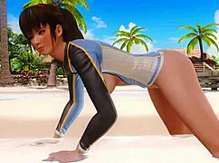 Yo, check Hitomi in DOA5 spreading that big ass on the beach! Man, what a view at Gravure Studio 9.5.