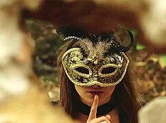 Petite russian girl undresses outdoors in heels with music and teasing striptease