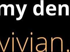 wearing denim jacket and jeans, pigtails on, doing solo striptease for fun