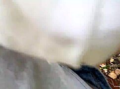 this busty milf was almost caught fucking doggystyle by the river