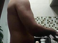 macho peladinho lavando louças in doggystyle bent over fetish