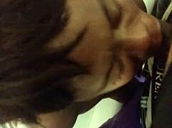 ebony babe gives deepthroat blowjob in bathtub with big cock!