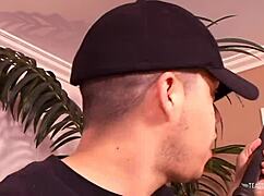 brunette jumps in bed for doggystyle drilling after shower