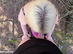 we got so horny hiking, i sucked his cock in the woods for a hot cumshot