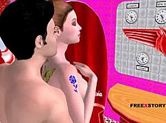 This 3D cartoon couple is enjoying foreplay fun! 😍